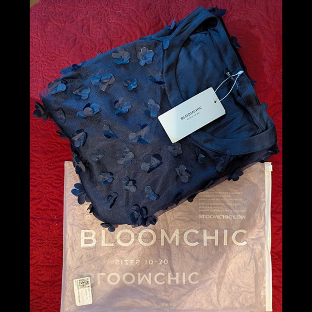 BloomChic Navy Floral Appliqué Dress 3X (22/24) NWT w/ Pockets - Picture 8 of 10